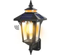 Solar Powered Wall Lantern Lights Outdoor with 3 Modes, Motion Sensor Solar Wall Light Waterproof, Dusk to Dawn LED Exterior Front Porch Lights Fixtures Wall Mount for Garage House Patio Doorway Yard