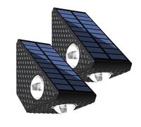 Solar Powered Wall Lights - 2 Pieces Outdoor Sconce Set, Waterproof LED Wall Lamps, Auto On Off Motion Sensor Lighting, Energy Saving Decorative Fixture for House Exterior Garden Patio, 5x8.6cm