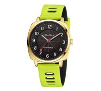 Solar Powered Watch for Women/Man/Nurse, Watch with 24 Hour Second Hand,Military Time Easy Read Dial (Gold/Green Black)