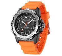 Solar Powered Watches for Men 5ATM Waterproof Diving LED Men's Wristwatch for Marathon Survival Swimming Military Tactical Field Watch(Orange)