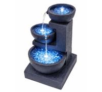 Solar Powered Water Feature - Cascading Black Ceramic With Battery Backup