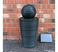 Water Feature Fountain Solar Powered Outdoor Garden Black Standing Ball Patio