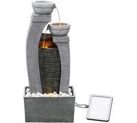 Teamson Home Garden Outdoor Water Feature, Solar Powered Water Fountain, Cascading Waterfall Design, With Led Lights