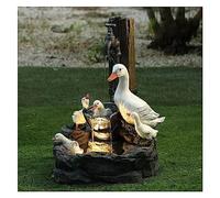 Solar Powered Water Feature Outdoor/Indoor Sculpture - Squirrel/Duck Solar Family Garden Statue, Waterscape Fountain Decor for Outdoor Landscaping