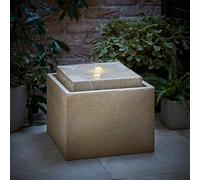 Valuelights Solar Powered Natural Square Outdoor Garden Water Fountain Feature Natural