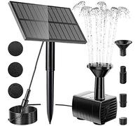 Solar Powered Water Fountain Kit With 7 Nozzles and 2 Stakes for Bird Bath, Garden Ponds, Backyard Pool and Fish Tank