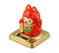 Solar Powered Waving Lucky Cat Figurine, Automatic Light-sensing Fortune Cat With Swinging Arm For Car Dashboard, Home And Office Desk Decor, Plastic Good Luck Ornament (B)