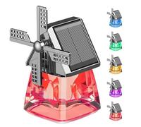 Solar-Powered Windmill Aroma Car Air Freshener, Cars Perfume in Addition to Odor Fragrance Cars Perfume Long Lasting, Auto Interior Decoration for Home,And Office (Red)