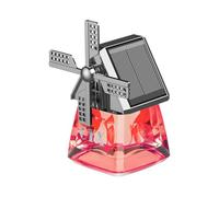 Solar-powered Windmill Aroma Car Air Freshener, Cute Car Air Freshener Solar Energy Rotating, Aautomobile Perfume, Auto Essential Oil Diffuser, Auto Creative Ornaments (Red（Cologne scent）)
