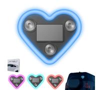 Solar Powered Wireless LED Heart Shape C-Pillar Neon Light, Car Solar Heart LED Lights, Vibration Sensing Neon Ambient Lighting, Waterproof Romantic Illumination, for Cars (Dark blue)