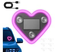 Solar Powered Wireless LED Heart Shape C-Pillar Neon Light, Sensing Solar Heart Shape Ambient Light for Car, Ip65 Waterproof, for Auto Wall Window, Romantic Car Interior Decor (Purple,1PC)