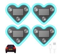 Solar Powered Wireless LED Heart Shape C-Pillar Neon Light, Solar-Powered Heart-Shaped LED Neon Light, Car Solar Heart ed ight, Romantic Car Interior Decoration, Easy to Install (4pcs-A)