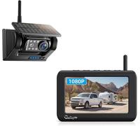 Solar Powered Wireless Reversing Camera Kit 5" 1080P Monitor, 9600mAh Rechargeable Battery 1 Min DIY Installation & Support 2 Split Screen, IP69K Waterproof Reversing Camera for Car Van Truck Trailer