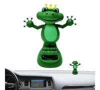 Solar Powered Wobble Frog - ABS Cartoon Dashboard Shaker Doll, Automatic Waving|Cute Decoration For Home Kids Car Moving Animal Figurine Gift Idea