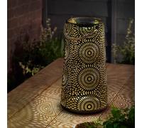 Solar Powered XL Muscat Lantern - Weather Resistant Outdoor Garden Tabletop or Hanging Light with Decorative Silhouette Effect for Patio, Decking, Balcony, Yard - H29 x 18cm Diameter