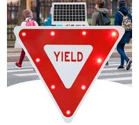 Solar-Powered Yield Traffic Sign - 40-60 LED Flashes/Minute, 800m Visibility, Traffic Safety Give Way Indicator, Weatherproof Aluminum, for Ports, Schools, Construction Sites, Airports