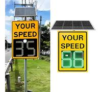 Solar Powered Your Speed LED Radar Speed Display Feedback Sign LED Limit Radar Display, Radar Feedback Sign Remote Control(Yellow,60 * 90cm)