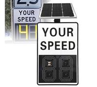 Solar Powered Your Speed Sign Radar Feedback LED Display With Red/Green Overspeed Alert Weatherproof Aluminum Traffic Calming Sign For Roads Neighborhoods(White,20 * 27in)