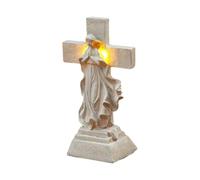 Solar Prayer Statue - Resin Outdoor Solar Powered Lighted Design, Faith Inspired Garden Decor Accent,Spiritual Figure Lighting With Automatic Dusk Activation | Sacred Symbol For Patio Yard Pathway