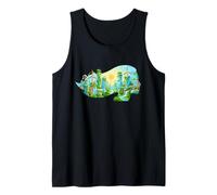 Solar Punk Futuristic City Woman Silhouette Vertical Gardens Tank Top