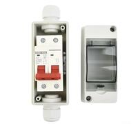 Solar Pv Combiner Box With Dc Switch & 2-Pole Mcb, Ip65 Waterproof Junction Box For Photovoltaic Systems, Dc 12-500V Overload Short Circuit Protection(50A)