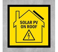 Solar PV On Roof, Warning Sign - Self Adhesive Sticker (400mm x 400mm)