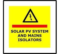 Solar PV System and Mains Insulator self-Adhesive Vinyl Sign - for Safe Solar Panel Maintenance & Installation, High Visibility Warning Sign for Any Building with Solar Panel Installed (20cm x 20cm)