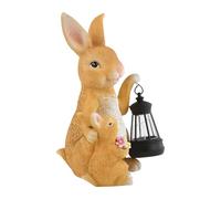 Solar Rabbit Light - Rabbit Garden Decoration, Easter Lantern with LED Light, Solar Powered Outdoor Statue, Weatherproof Yard Decor