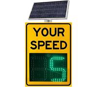 Solar Radar Speed Display Sign, Wireless LED Speed Detector for Streets & | Wireless unit with radar and remote control, 2/3 digit LED panel, yellow 35″×24″ 2-digit option, for streets and