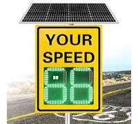 Solar Radar Speed Limit Sign 2 Digit Display Remote Control IP65 Waterproof LED Warning for School Zone Highway Safety Durable Aluminum Housing Night Visibility Outdoor Use