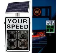 Solar Radar Speed Limit Sign, Large Aluminum Reflective Your Speed LED Display For Street/Road Metal Warning Signs(60 * 90cm)