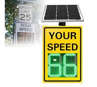 Solar Radar Speed Limit Sign LED Driver Feedback Display Solar-Powered Traffic Calming Sign For Neighborhoods Work Zones School Areas(Yellow,20 * 27in)