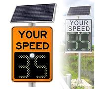 Solar Radar Speed Limit Sign, LED Traffic Feedback Board Detects Vehicle Speed, IP65 Waterproof Aluminum Housing, High Visibility Day Night, Easy Mounting U-Bracket for Road Safety