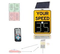 Solar Radar Speed Limit Sign Wireless LED Warning Board Adjustable 5 Day Battery Life IP65 Waterproof Remote Control Street Safety Display Residential School Zone Traffic Calming Device Night