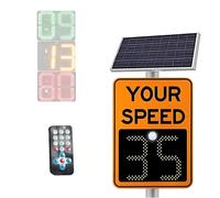Solar Radar Speed Limit Sign Wireless LED Warning Board Adjustable 5 Day Battery Life IP65 Waterproof Remote Control Street Safety Display Residential School Zone Traffic Calming Device Night