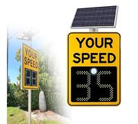Solar Radar Speed Meter Wireless Speed Detector Radar Feedback Sign, for School Zones & Parking Lots, Solar Powered Traffic Speed Display,Yellow-50x70/20"x27"