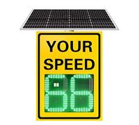 Solar Radar Speed Sign, 20''x27''/24"X35" Solar Powered Radar Feedback Sign, Visible Distance:>800m, Easy Installation, High Brightness Reflective, Road Warning Sign Yellow-60x90cm/24"x35"