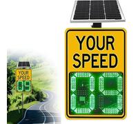 Solar Radar Speed Sign 20x27in 100H Runtime IP53 Waterproof LED Display Detects Up to 251kmh for School Zones Construction Sites Parking Lots Traffic Warning Safety Alert