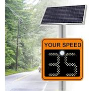 Solar Radar Speed Sign 300m Range, LED Traffic Feedback Display for 4 Lanes, IP65 Waterproof Solar Powered Warning Light, High Visibility Retroreflective Alert System for Highway Safety and School