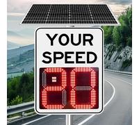 Solar Radar Speed Sign 4 Lane LED Feedback Board IP65 Waterproof Traffic Warning Display High Visibility Night Road Safety Device Long Battery Life for Highway School Zone Construction Area Durable