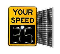 Solar Radar Speed Sign, Aluminum Radar Speed Display Detector, 2 Digital Speed Detector, Applicable to Highways, Industrial Park 50 * 70-Yellow