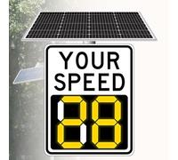 Solar Radar Speed Sign, LED Display for Traffic Safety, Wireless Vehicle Warning for School Zones & Roads, Adjustable Speed Limit, IP65 Waterproof, Durable Aluminum Housing