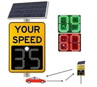 Solar Radar Speed Sign, Solar Powered LED Traffic Feedback Sign, Waterproof Road Safety Speed Limit Detector for Industrial Parks and Driving Schools