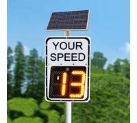 Solar Radar Speed Sign with LED Display, Aluminum Traffic Warning for Community, School Zone, Driveway