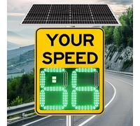 Solar Radar Speed Sign With LED Display Tracks 4 Lanes IP65 Waterproof Traffic Feedback Board Auto Rechargeable Highway Warning Device For School Zone Construction Safety