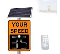 Solar Radar Speed Sign with Remote, IP65 Waterproof LED Flashing Display, 19.6x27.5in Solar Powered Traffic Warning Sign for Road Safety Schools Highways
