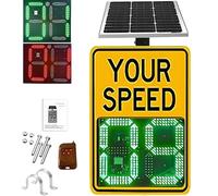 Solar Radar Speed Warning Sign 24x35 inch, 2 Digit Display, LED Speed Feedback Sign with Wireless Remote, Overspeed Alert for School Zones