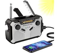 Solar Radio, AM/FM Portable Crank Radio, Dynamo Emergency Radio with 4000 mAh Rechargeable Battery, LED Torch, SOS Alarm for Camping, Outdoor, Emergency (03)