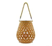 Solar Rattan Hanging Lantern with LED Light for Garden and Patio, Weather Resistant Design with Multiple Installation Options (A)