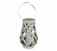 Solar Rattan Look Flickering Candle Garden Light Ornament Lamp Lantern